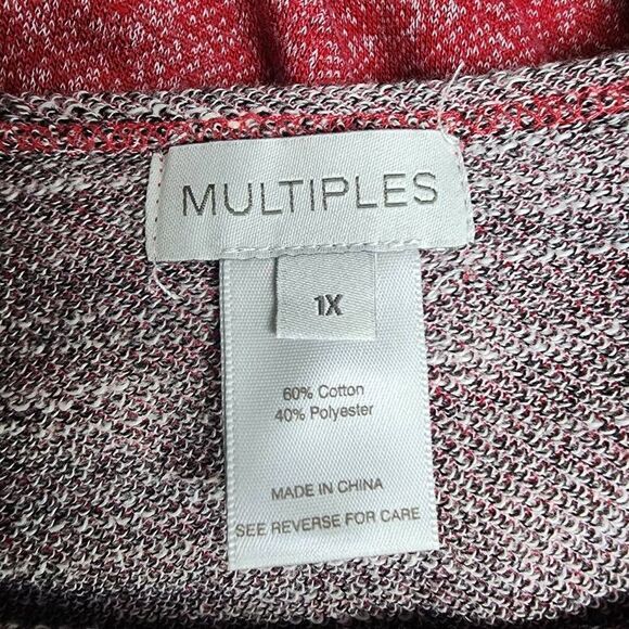 Multiple Red & Gray Long Sleeve Top (1X) - Picture 5 of 5